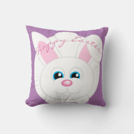 Cojín Decorativo Feliz Pascua Personalizado Conejo Morado