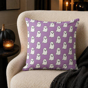 Cojín Decorativo Feliz patrón de fantasma púrpura de Halloween Boo