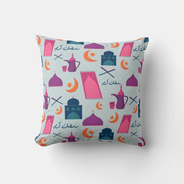 Cojín Decorativo Feliz patrón de Ramadán (Anverso)