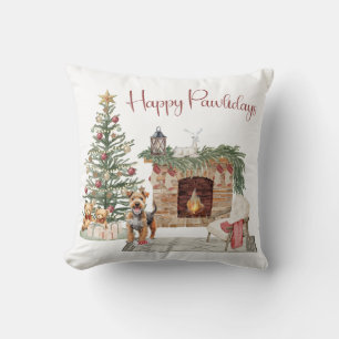 Cojín Decorativo Feliz Pawlidays Diseño de Perro - Airedale