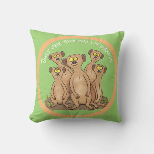 Cojín Decorativo Feliz personalizado de la familia Meerkat