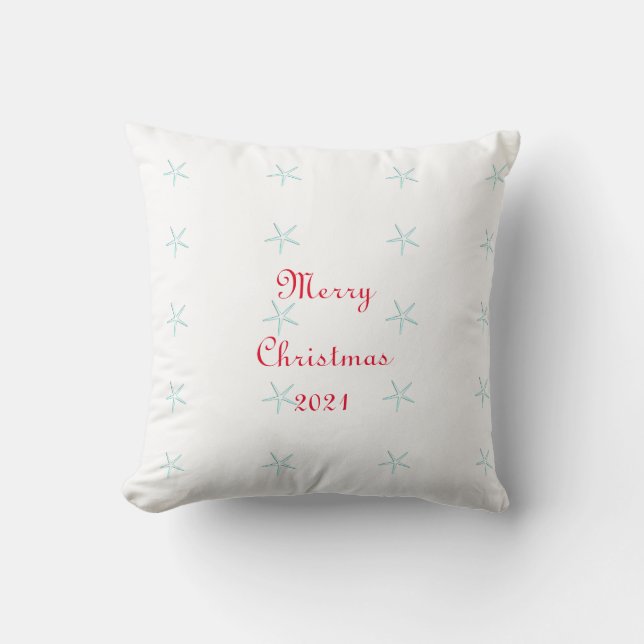 Cojín Decorativo Feliz Personalizado navideño Starfish Imagen Verde (Anverso)