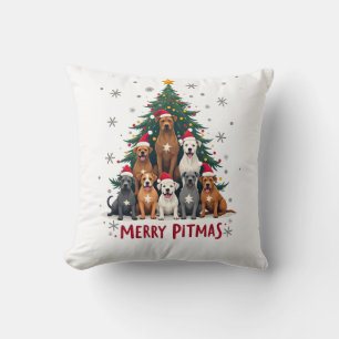 Cojín Decorativo Feliz Pitmas Pitbull Perro Suéter Feo De Navidad T