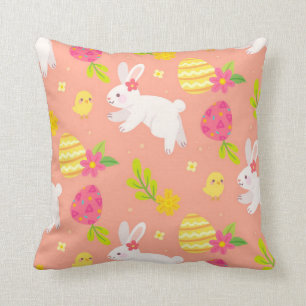 Cojín Decorativo Feliz Pollo De Pascua Y Conejo