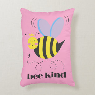 Cojín Decorativo Feliz princesa de abejas con corona y lema Bee Kin