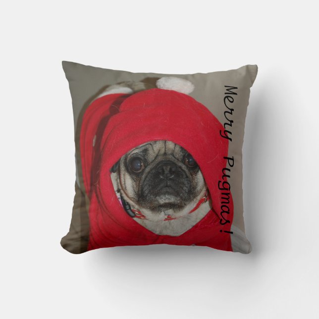 Cojín Decorativo ¡Feliz Pugmas! (Anverso)