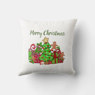 Cojín Decorativo Feliz Regalos de Navidad Alrededor Del Árbol