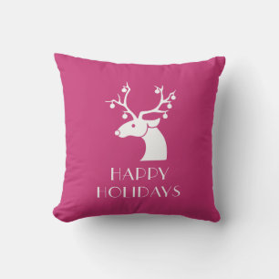 Cojín Decorativo FELIZ REINO Navidad Blanco Y Rosa