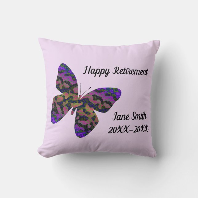 Cojín Decorativo Feliz retiro Empleado Keepsake Vivid Butterfly (Anverso)