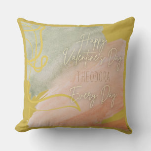 Cojín Decorativo Feliz Rosa dorado color ocre rosa de San Valentín