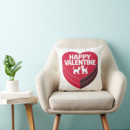Cojín Decorativo Feliz San Valentín, caja de cigarrillos y silueta 