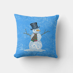 Cojín Decorativo Feliz Swirly Snowman