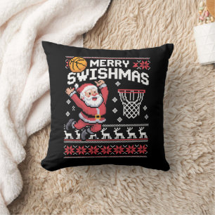 Cojín Decorativo Feliz Swishmas Baloncesto Feo Navidad Xmas 