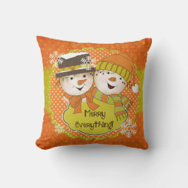 Cojín Decorativo Feliz Todo Los Snowmen Pareja Vacaciones Pillow