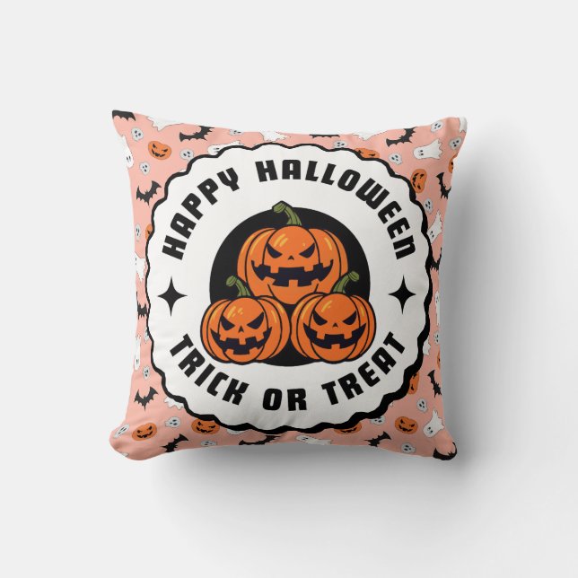 Cojín Decorativo Feliz trucos de Halloween o amenaza (Anverso)