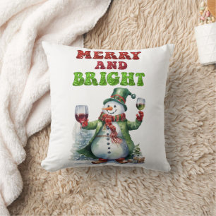 Cojín Decorativo Feliz y brillante Snowman