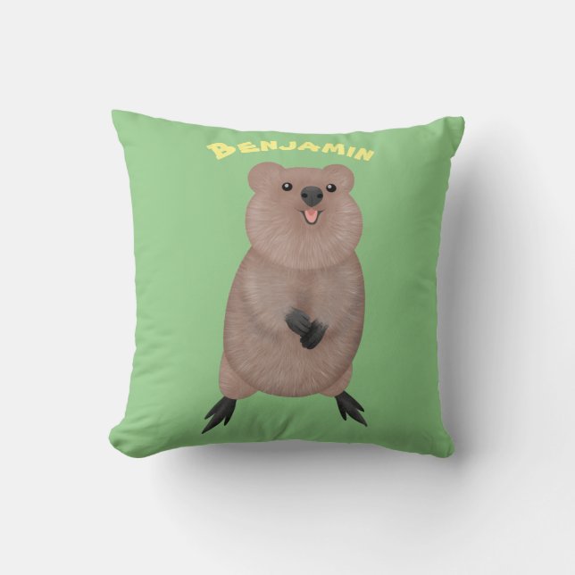 Cojín Decorativo Feliz y lindo diseño de personalizados de quokka (Anverso)