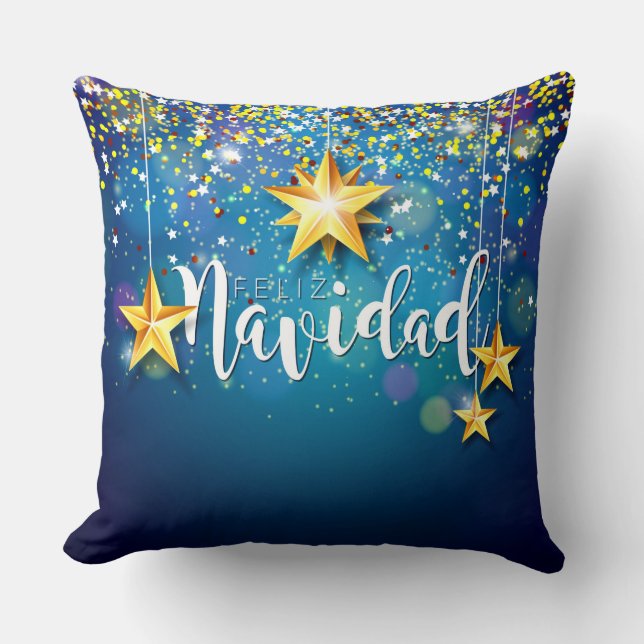 Cojín Decorativo Felize Navidad Gold Stars Navidades (Anverso)
