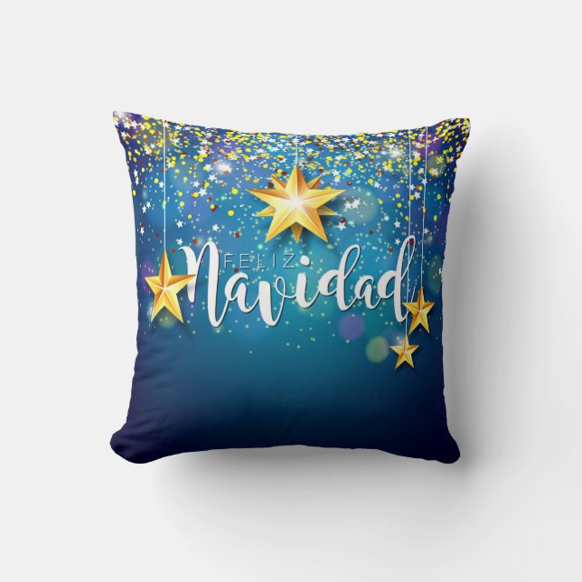 Cojín Decorativo Felize Navidad Gold Stars Navidades (Anverso)
