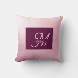 Cojín Decorativo Femenino Rosa Suave Brillo Ombre Monograma