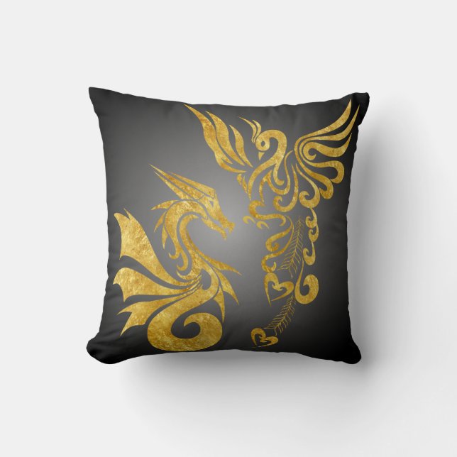 Cojín Decorativo Feng reversible Shui Phoenix y dragón (Anverso)