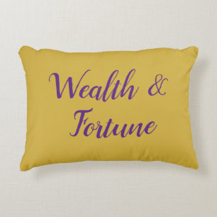 Cojín Decorativo Feng Shui Gold y Purple "Wealth & Fortune"