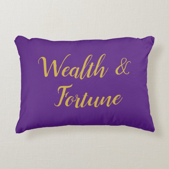Cojín Decorativo Feng Shui Purple & Gold "Wealth & Fortune" (Anverso)