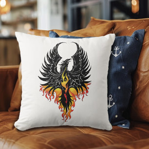 Cojín Decorativo Fénix Ardiente Resurgiendo Pájaro de Fuego Llamas