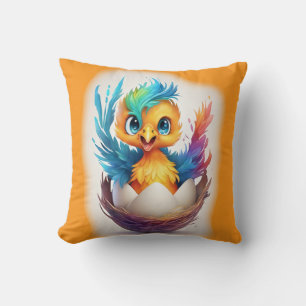 Cojín Decorativo Fenix bebé adorable y colorido que eclosiona