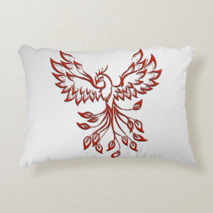 Cojín Decorativo Fénix Rojo se Levanta Plata