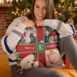 Cojín Decorativo Fenómeno de la familia navideña Foto Monograma Ver