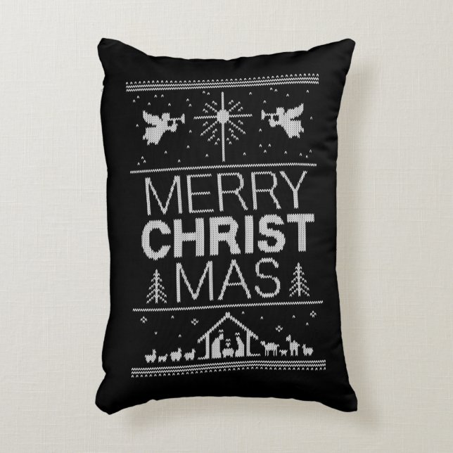 Cojín Decorativo Feo Feliz Navidad Sweater Religión (Frente (Vertical))