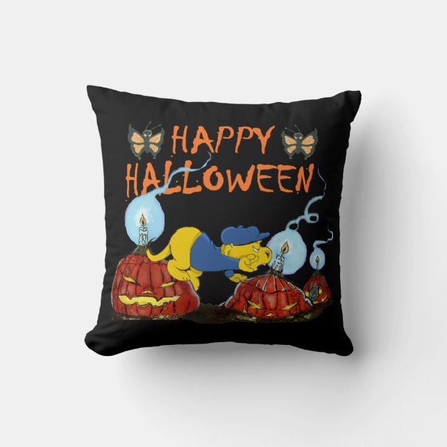 Cojín Decorativo Ferald y las calabazas rojas (Anverso)