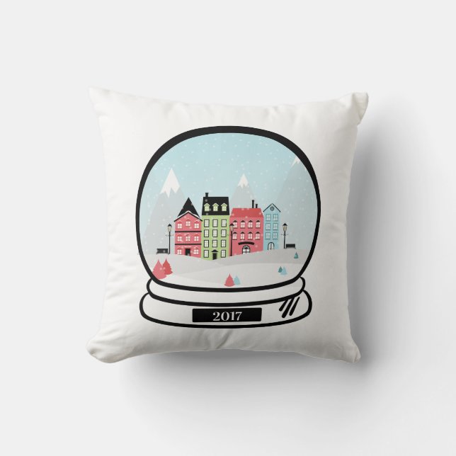 Cojín decorativo feriado del Globe de la Nieve de  (Anverso)