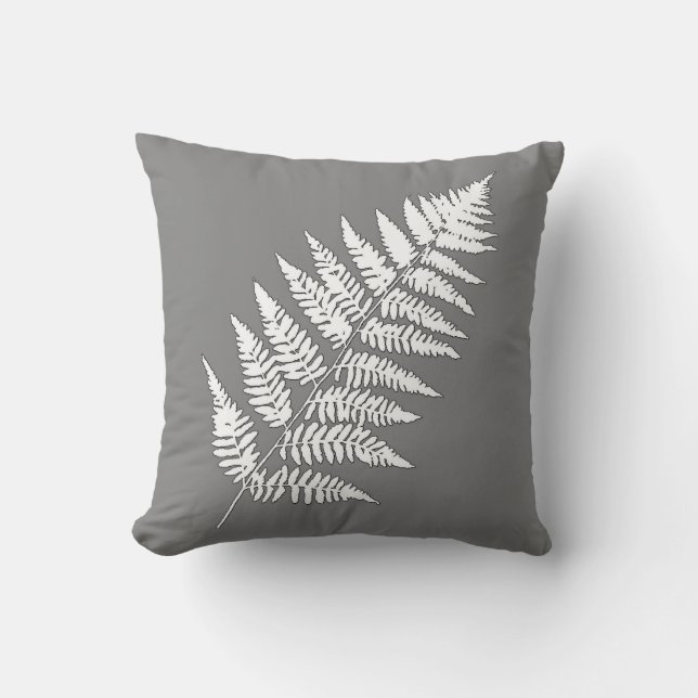 Cojín Decorativo Fern de madera 1, gris / gris y blanco (Anverso)