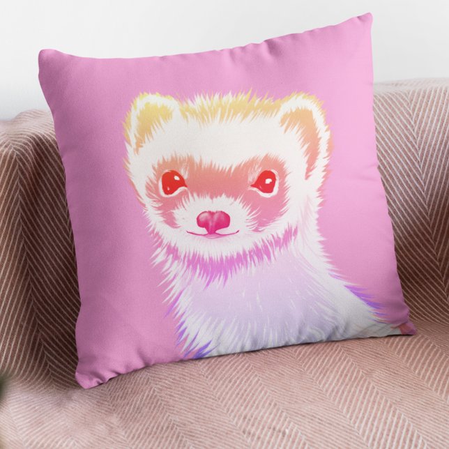 Cojín Decorativo Ferret En Tonos Arcoiris (Subido por el creador)