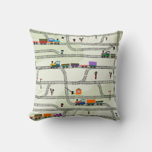 Cojín Decorativo Ferrocarril para Niños: Gracioso Patrón Sin Señale