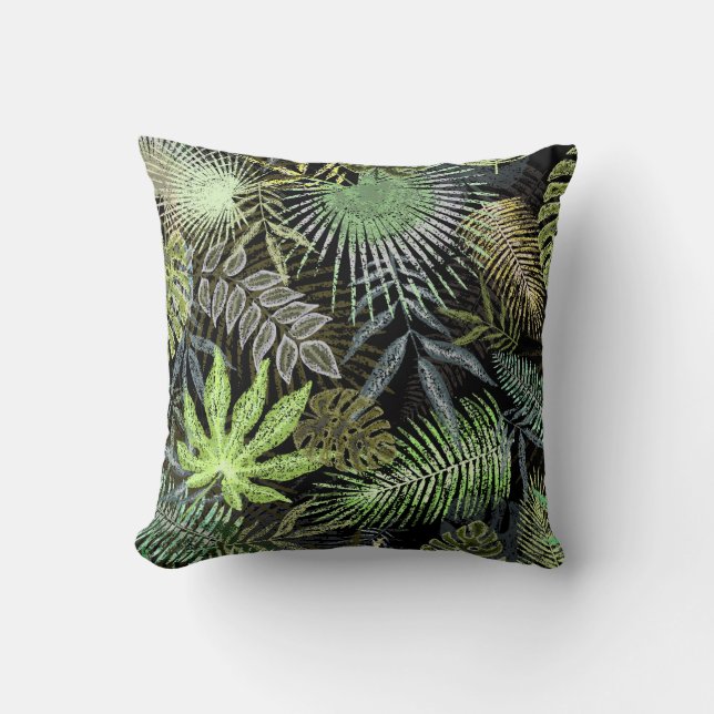 Cojín Decorativo Ferrocarriles verdes tropicales (Anverso)