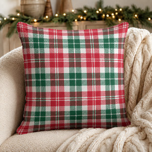 Cojín Decorativo Festejo Rojo Verde Blanco Tartán Cuadros de Navida