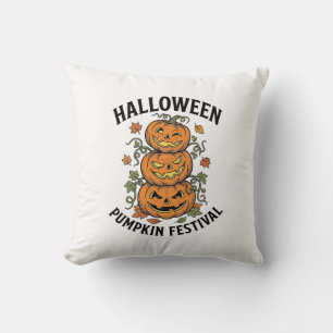 Cojín Decorativo Festival de calabaza de Halloween Jack O Lantern v