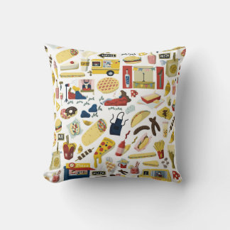 Cojín Decorativo Festival de Camiones de Alimentos: Patrón Personal