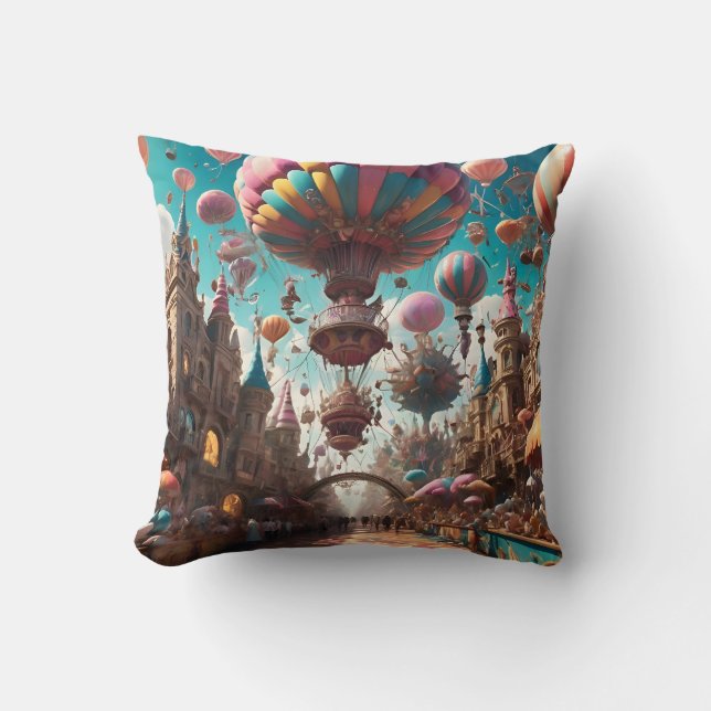 Cojín Decorativo Festival de Globos de Carnaval (Anverso)