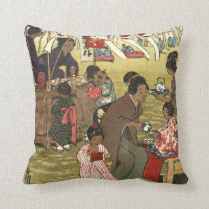 Cojín Decorativo Festival de la flor de cerezo - Tokio 1914