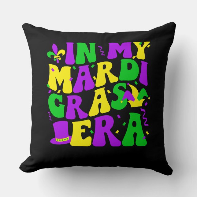 Cojín Decorativo Festival Retro de la era del Mardi Gras (Anverso)