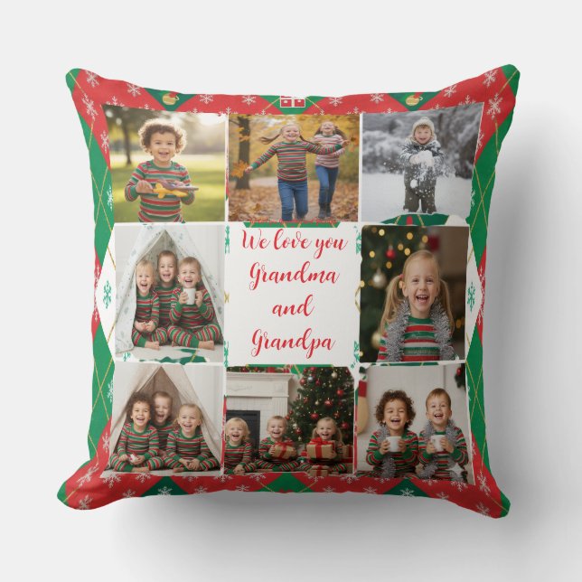 Cojín Decorativo Festive Argyle Love Personalized Christmas (Anverso)