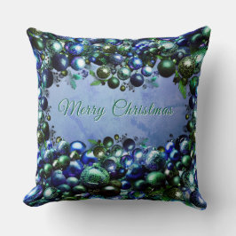 Cojín Decorativo Festive Blue and Green Holiday Throw Pillow