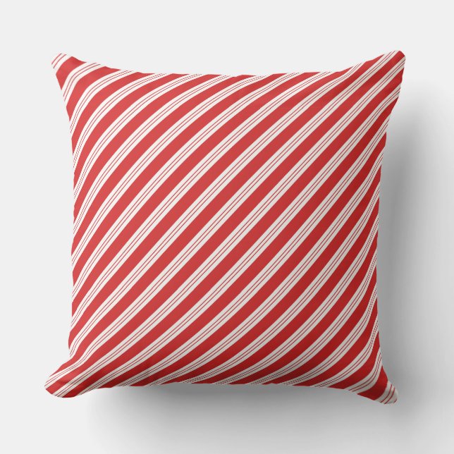 Cojín Decorativo Festive Candy Cane Striped Christmas Red White  (Anverso)