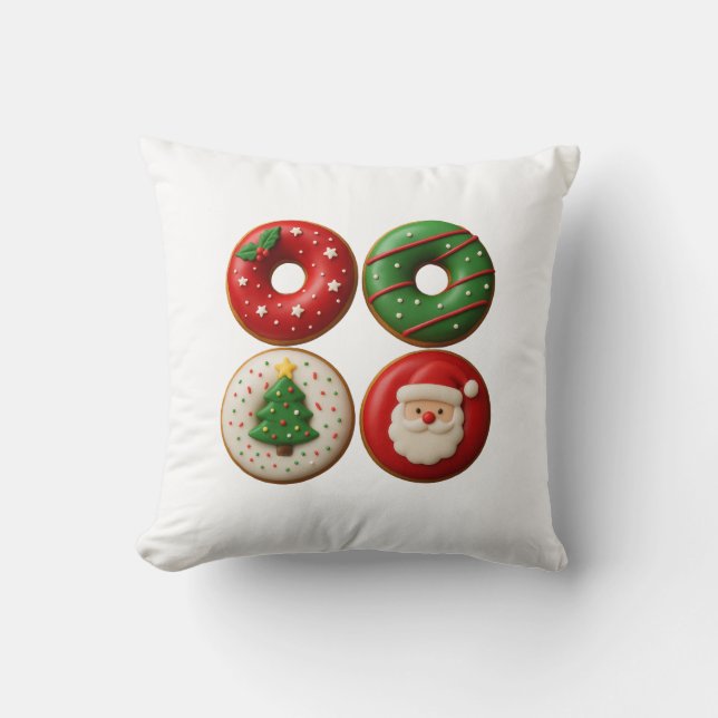 Cojín Decorativo Festive Christmas Donuts – Throw Pillow (Anverso)