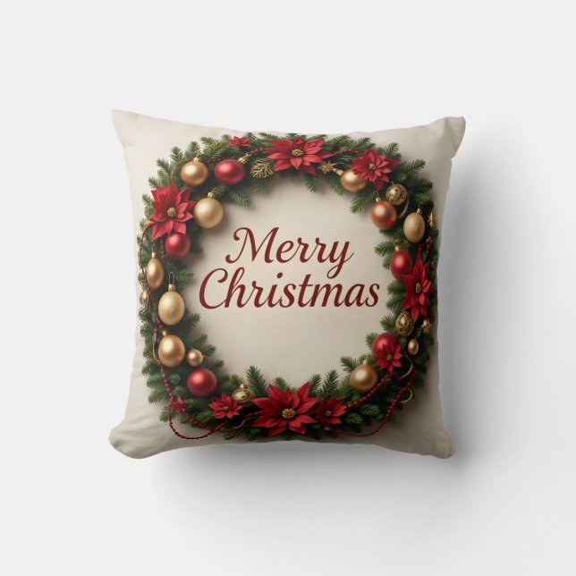 Cojín Decorativo Festive Christmas Wreath Throw Pillow (Anverso)