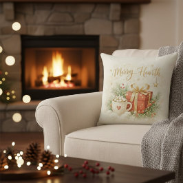 Cojín Decorativo Festive Holiday Gift and Cocoa Throw Pillow